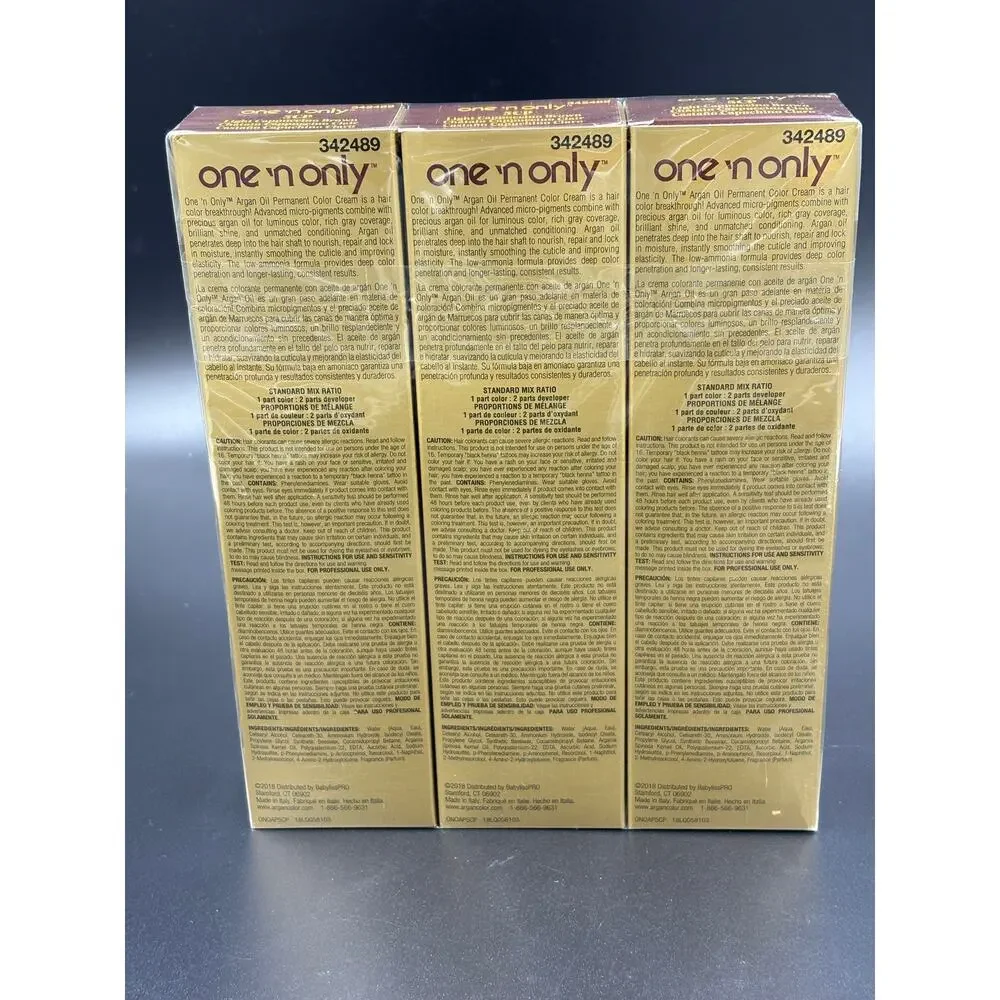 One 'n Only Argan Oil Permanent Color shade 5CP Light Cappuccino Brown 3 PACK